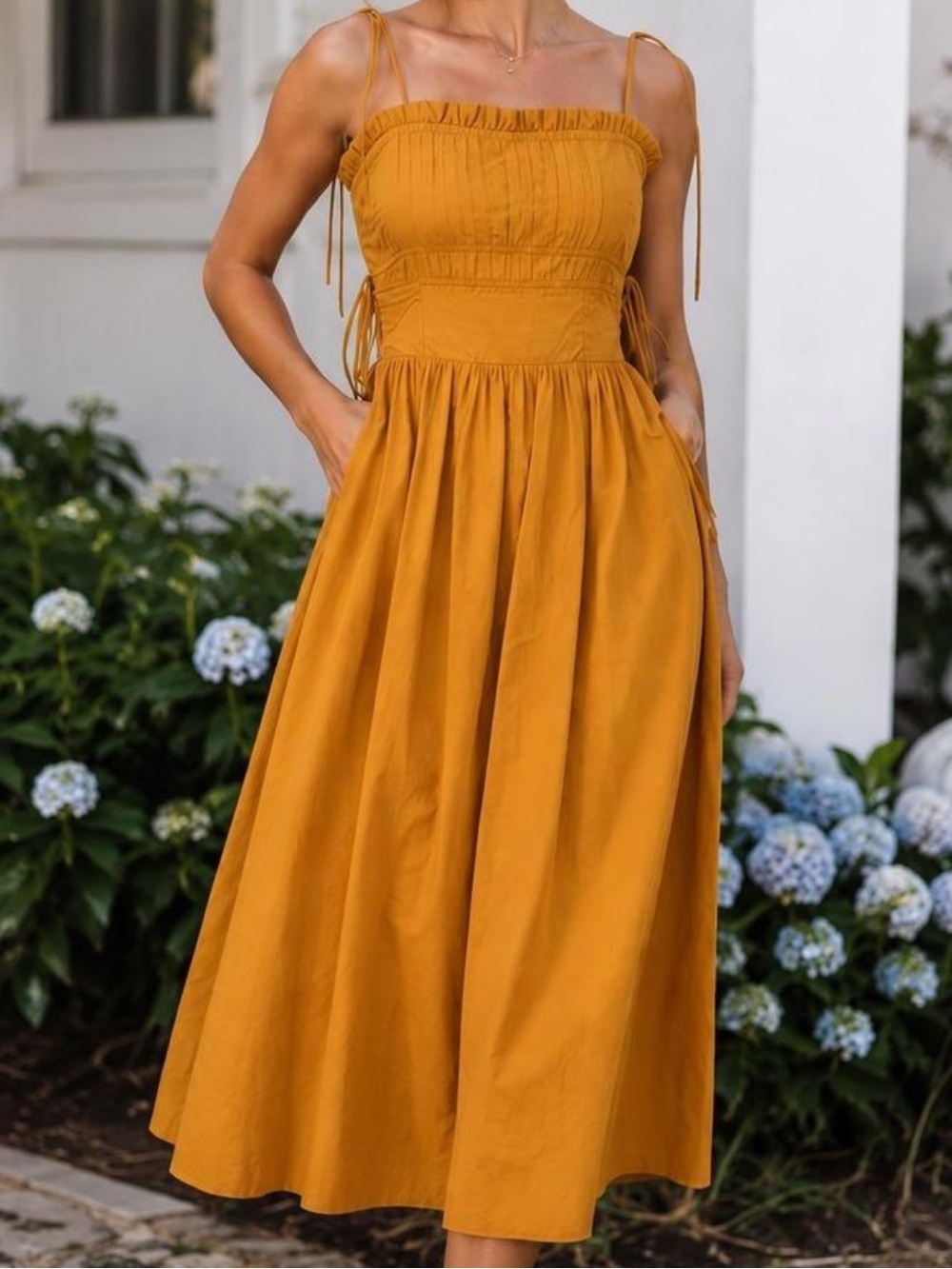 Moon River smocked dress in mustard large